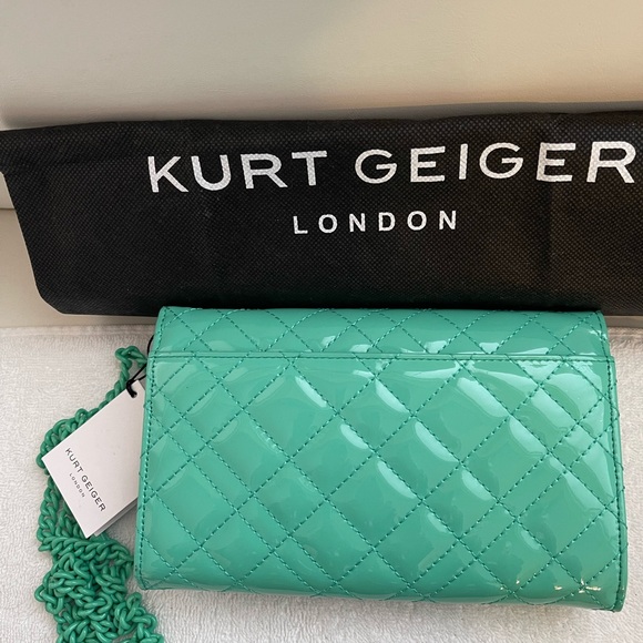 NWT Kurt Geiger Mini Brixton Crossbody Blue Lock Drench Patent Leather Shoul… - Picture 3 of 8